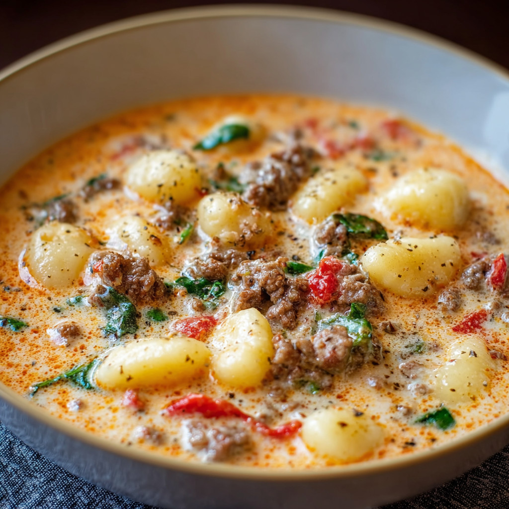 A bowl of soup with meat and vegetables.