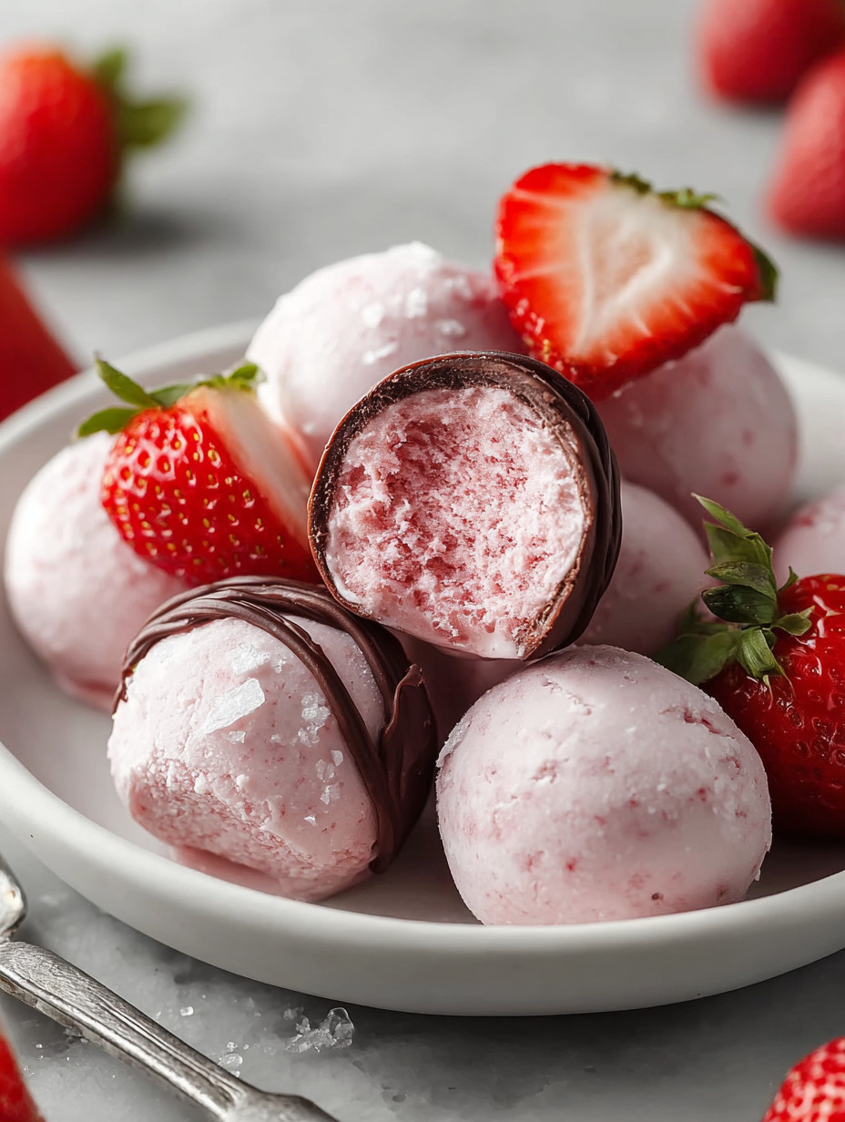 A plate of yogurt covered strawberries.