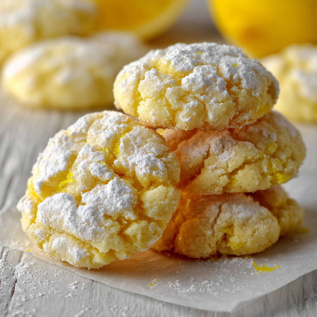 A stack of lemon gooey butter cookies.