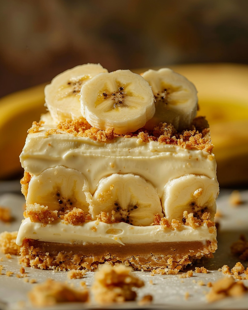 A slice of banana pudding cheesecake.