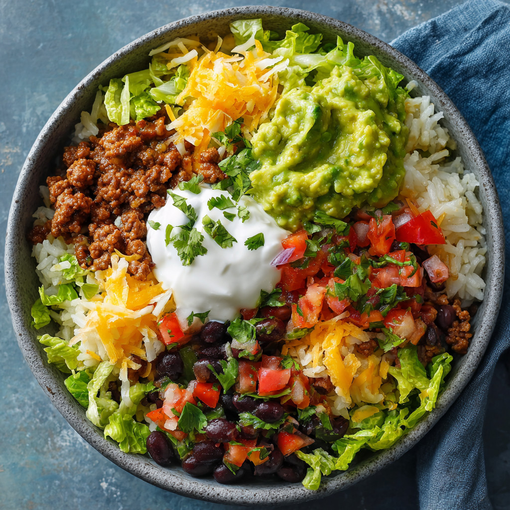 A bowl of food with lettuce, tomatoes, and cheese.