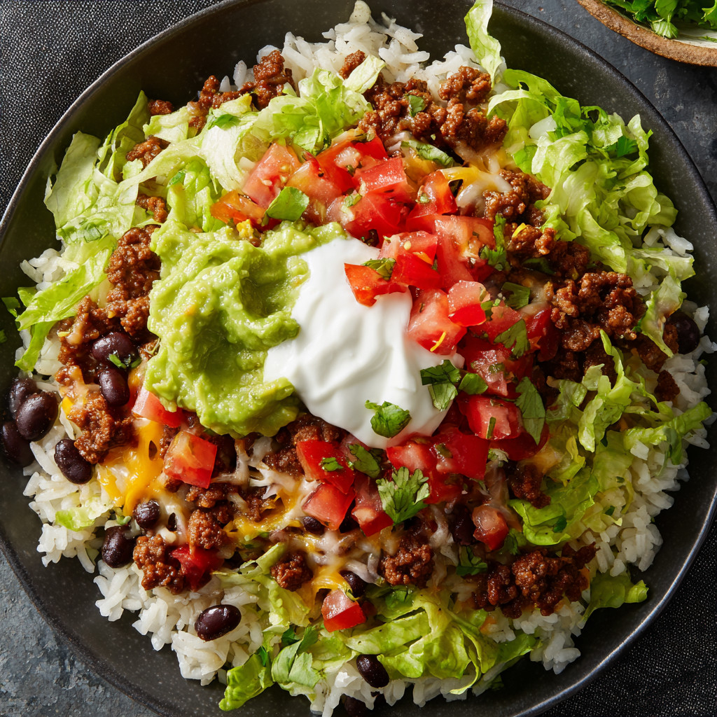 A bowl of food with lettuce, tomatoes, and cheese.