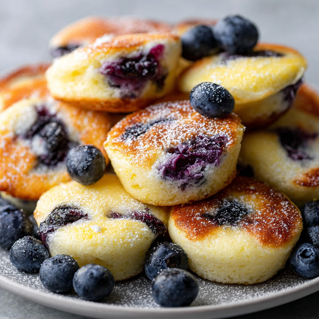 A plate of blueberry lemon pancake bites.