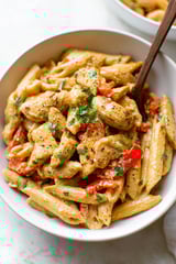 A bowl of creamy cajun chicken pasta.