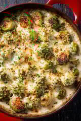 A cheesy brussel sprout casserole.