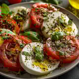 Caprese salad with tomatoes and basil.