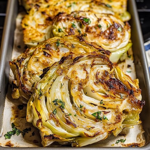 A pan of cabbage steaks.