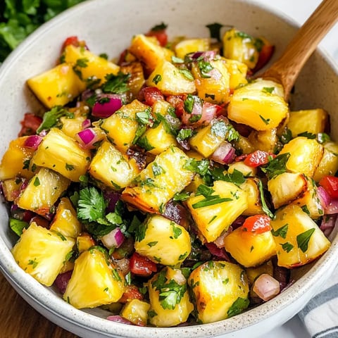 A bowl of pineapple salsa.