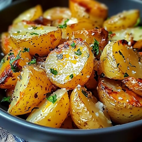 A bowl of potatoes with herbs and spices.