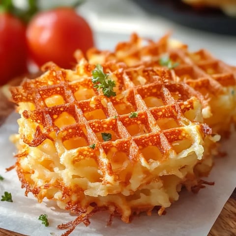 A close up of a waffle with a green herb on top.