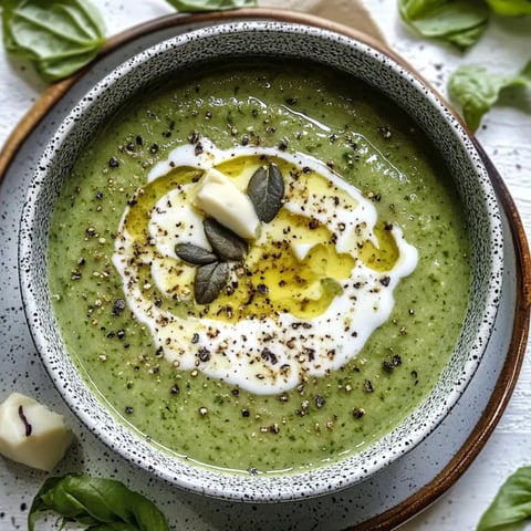 A bowl of soup with a spoon in it.