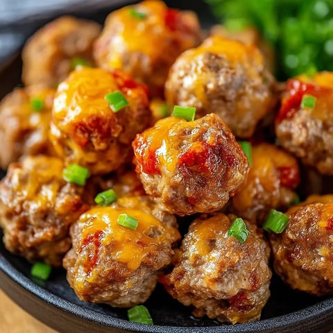 A bowl of meatballs with cheese and cream.