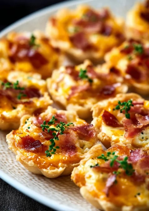 A plate of cheesy bacon rotel cups.